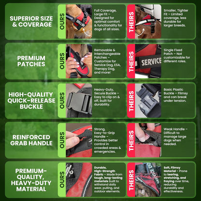 Service Dog Vest with Hook and Loop Straps and Handle - Harness Is Available in 8 Sizes from XXXS to XXL - Service Dog Harness Features Reflective Patch and Comfortable Mesh Design (Black, XXL)